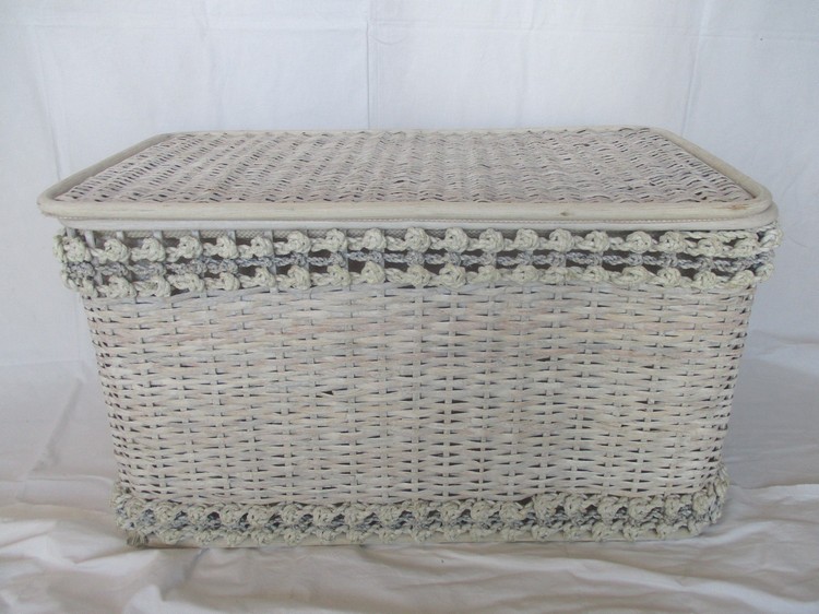 26-0057/2 CESTO PORTA BIANCHERIA IN VIMINI RATTAN CM 60X37X40 H